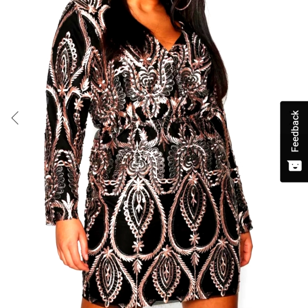 Boohoo Plus Size 14 Black and Rose Gold